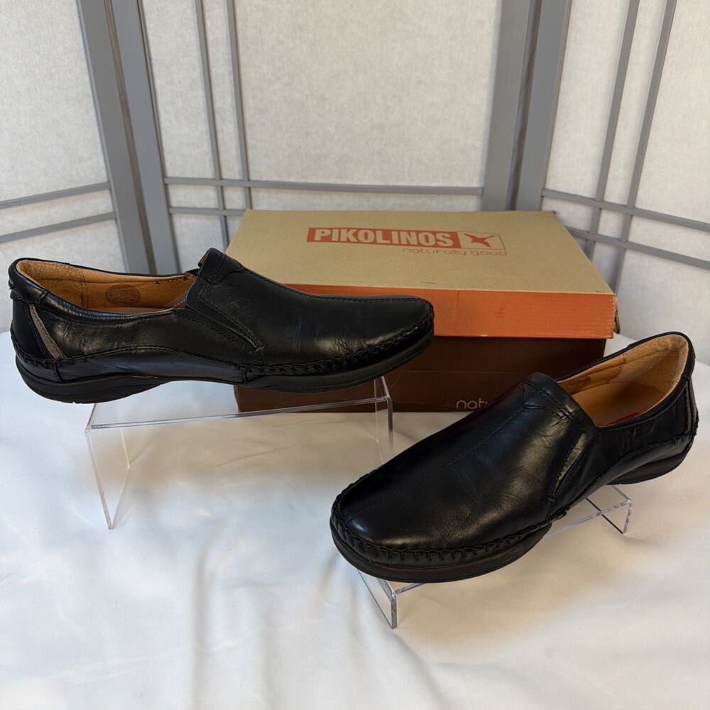 New $180! Pikolinos Men’s San Telmo Slip On Shoes Black Leather Loafers 45/11.5